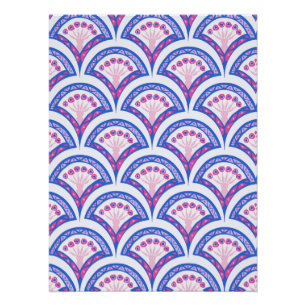 Póster patrón de damasco floral azul