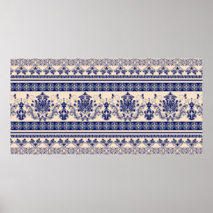 Póster Patrón de damasco sin soldadura, fondo de pantalla