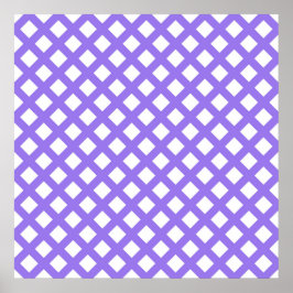 Póster Patrón de diamante de cuadros blancos y púrpura