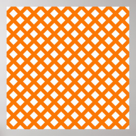Póster Patrón de diamante de cuadros naranja blanco