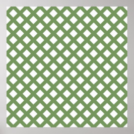 Póster Patrón de diamante de cuadros verdes y blancos