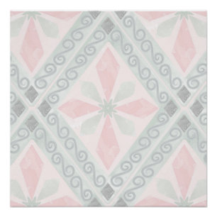 Póster Patrón de diamante pastel verde y rosa