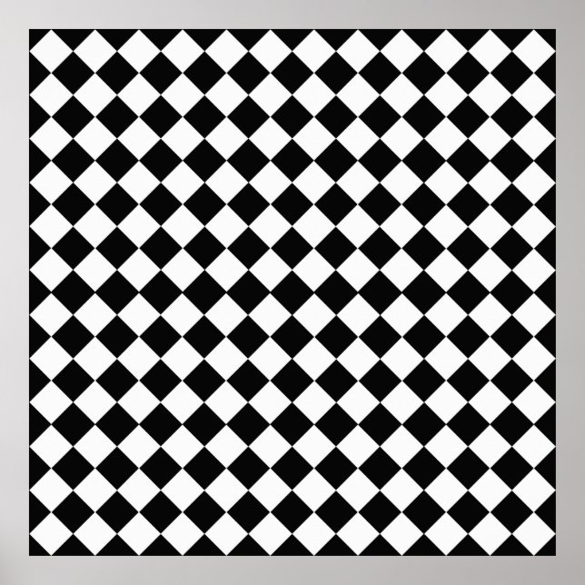 Póster Patrón de diamantes blancos y negros por Shirley T (Frente)