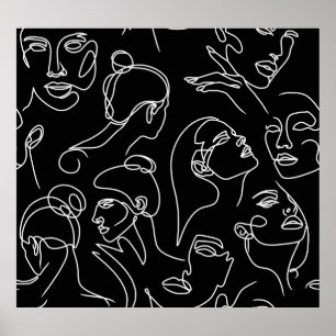 Póster Patrón de dibujo abstracto de las mujeres