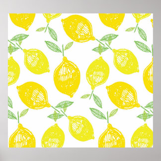 Póster Patrón de Doodle de Fruta Tropical