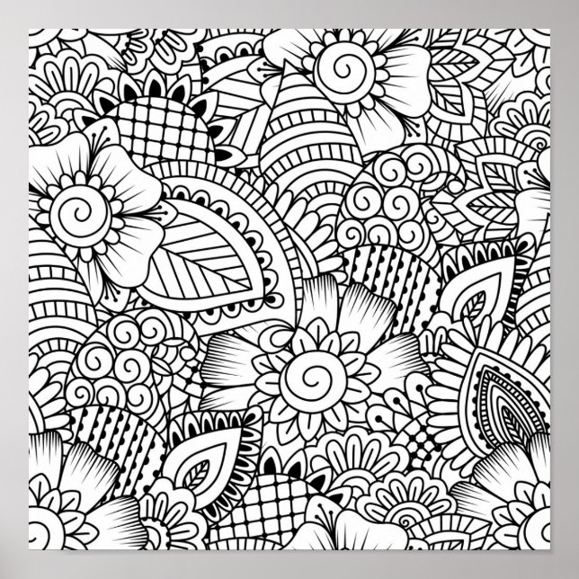 Póster Patrón de Doodle Floral 2 (Frente)