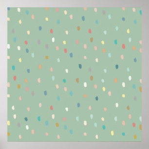 Póster Patrón De Dotación De Color Multicolor En Verde Sa