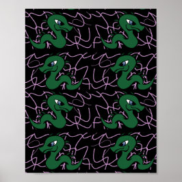 Póster Patrón de dragón verde bebé