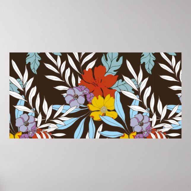 Póster Patrón de elegancia abstracta con fondo floral. (Frente)
