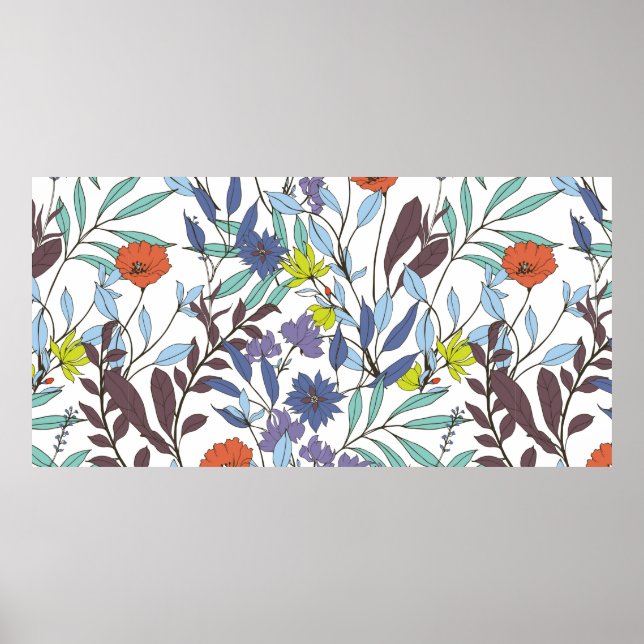 Póster Patrón de elegancia abstracta con fondo floral.  (Frente)