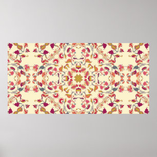 Póster Patrón de encaje ornamental, fondo de círculo con 