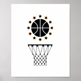Póster Patrón de equipo deportivo de baloncesto blanco y