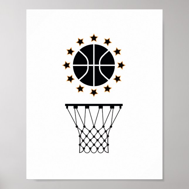 Póster Patrón de equipo deportivo de baloncesto blanco y  (Frente)