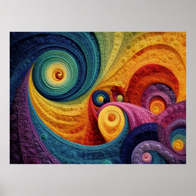 Póster Patrón de espiral abstracto textura de remolino 3D (Frente)