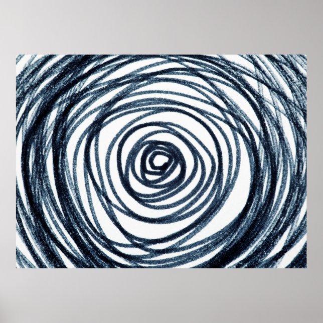 Póster Patrón de espiral de círculos dibujados a mano con (Frente)