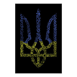 Póster Patrón de espiral de tridente de trízub del escudo