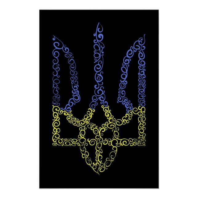 Póster Patrón de espiral de tridente de trízub del escudo (Anverso)