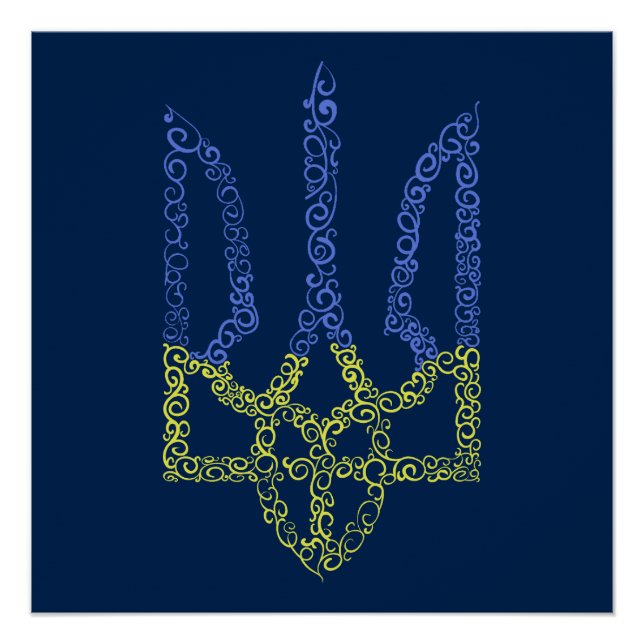 Póster Patrón de espiral de tridente de trízub del escudo (Anverso)