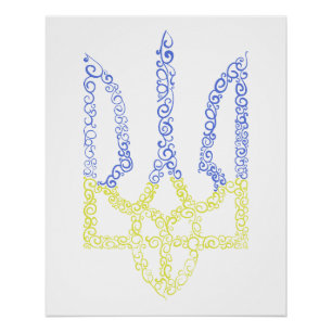 Póster Patrón de espiral de tridente de trízub del escudo