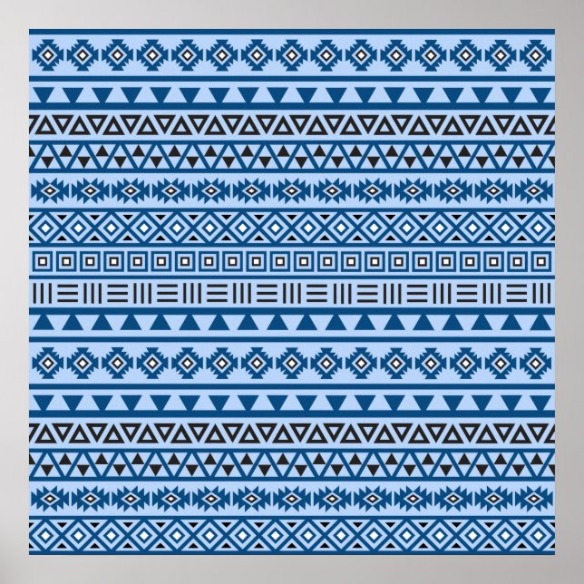 Póster Patrón de estilo azteca Blues negro y blanco (Frente)