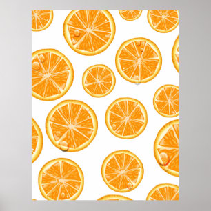 Póster Patrón de estilo vintage de naranja Slices.