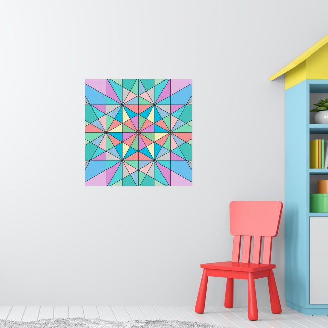 Póster Patrón de estrella de triángulo de mosaico pastel  (Guardería 1)