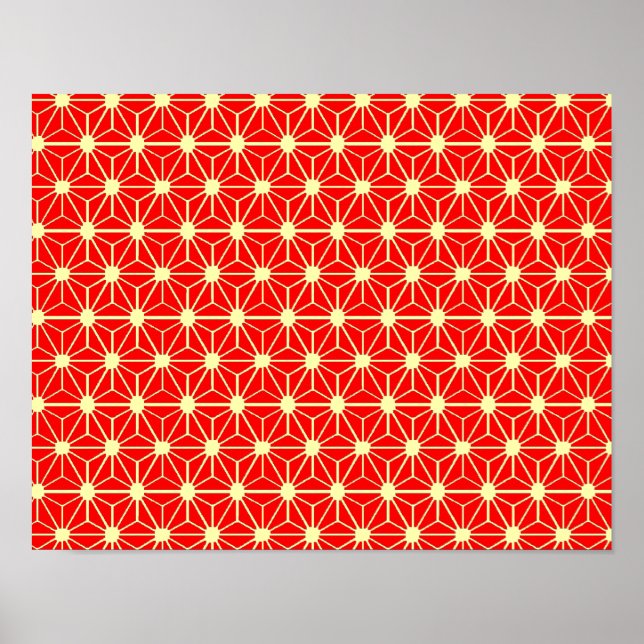 Póster patrón de estrella roja con línea amarilla (Frente)