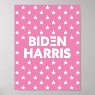 Póster Patrón de Estrellas Blancas Biden / Harris Pink