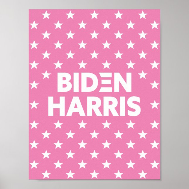 Póster Patrón de Estrellas Blancas Biden / Harris Pink (Frente)
