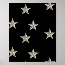 Póster Patrón de estrellas grises en negro