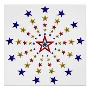 Póster Patrón de Estrellas Patrióticas 20x20