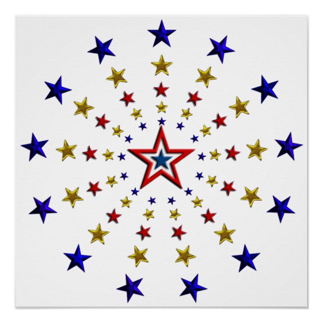 Póster Patrón de Estrellas Patrióticas 20x20 (Anverso)