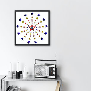 Póster Patrón de estrellas patrióticas pequeñas