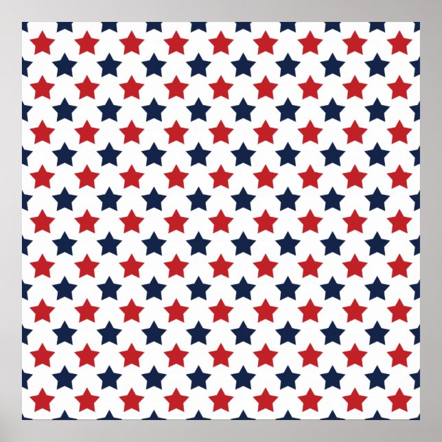 Póster Patrón de estrellas rojo, blanco y azul (Frente)