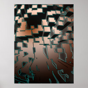 Póster Patrón de extraversión futurista de neón geométric