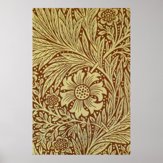 Póster Patrón de Flor Antigua Marigold de William Morris (Frente)