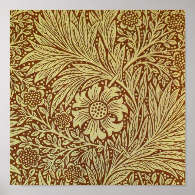 Póster Patrón de Flor Antigua Marigold William Morris (Frente)