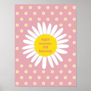 Póster Patrón de flor de margarita - Cita de pureza, inoc