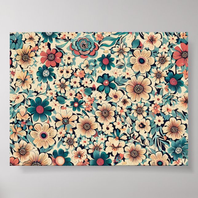 Póster Patrón de flor de primavera bohemio (Frente)