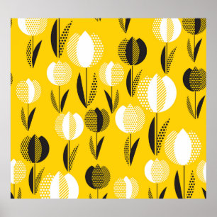 Póster Patrón de flor de tulipán holístico geométrico
