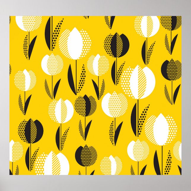 Póster Patrón de flor de tulipán holístico geométrico (Frente)