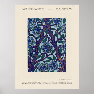 Póster Patrón de flor esténcil Art Decó