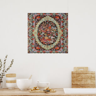 Póster Patrón de flor floral persa de los años 60