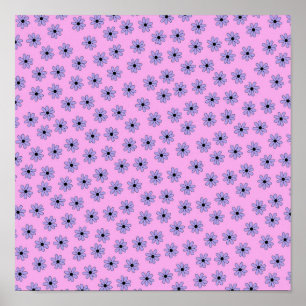 Póster Patrón de flor hippie azul púrpura