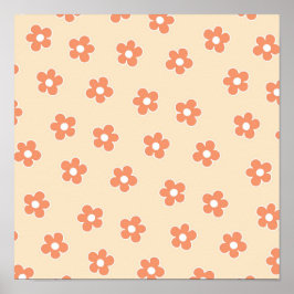 Póster Patrón de flor hippie blanco