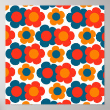 Patrón de flor hippie del Naranja azul preppy