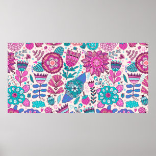 Póster Patrón de flores de época. Textura botánica sin so