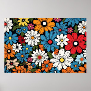 Póster Patrón de flores de margarita