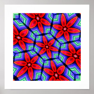 Póster Patrón de flores de tejidos rojos