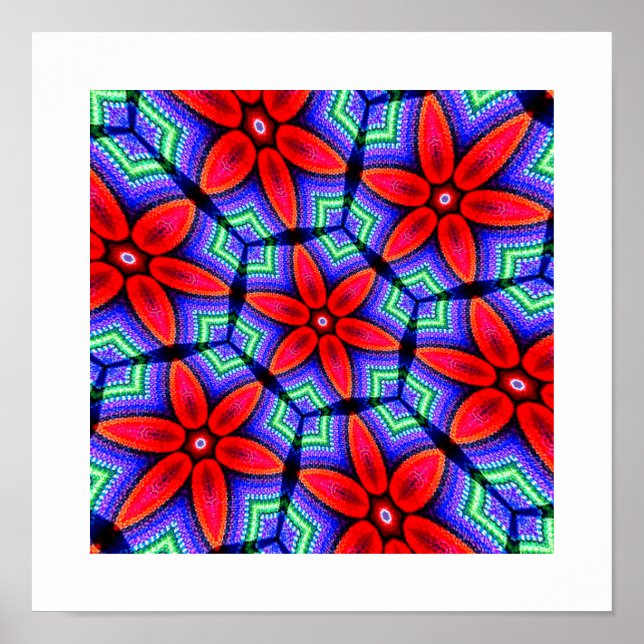 Póster Patrón de flores de tejidos rojos (Frente)